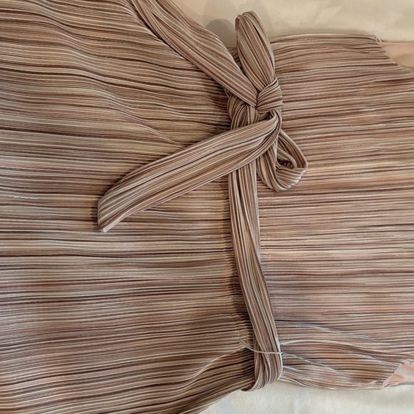 DKNY Pleated Dress in Soft Pink and Cream - Picture 4 of 6